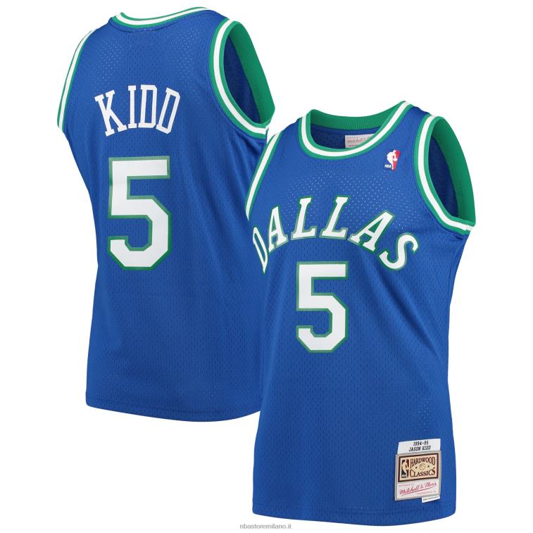NBA 00F2L1071 dallas mavericks jason kid d mitchell & ness blue hardwood classics maglia giocatore swingman