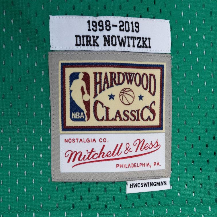 NBA 00F2L1198 maglia swingman dallas mavericks dirk nowitzki mitchell & ness blue/green hardwood classics split