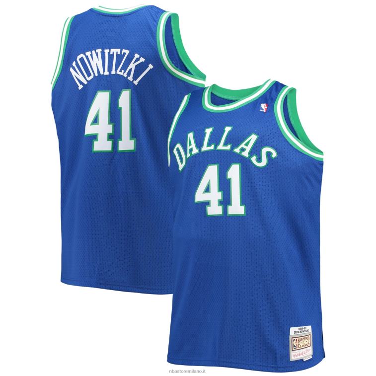 NBA 00F2L1907 dallas mavericks dirk nowitzki mitchell & ness blue big & tall hardwood classics maglia swingman