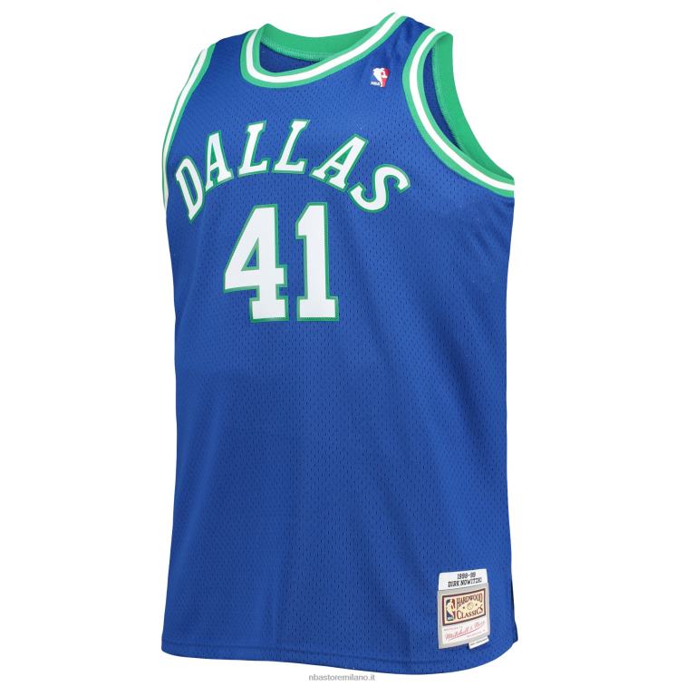 NBA 00F2L1907 dallas mavericks dirk nowitzki mitchell & ness blue big & tall hardwood classics maglia swingman