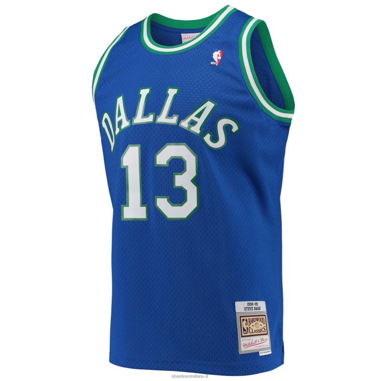 NBA 00F2L2329 dallas mavericks steve nash mitchell & ness blue hardwood classics maglia swingman