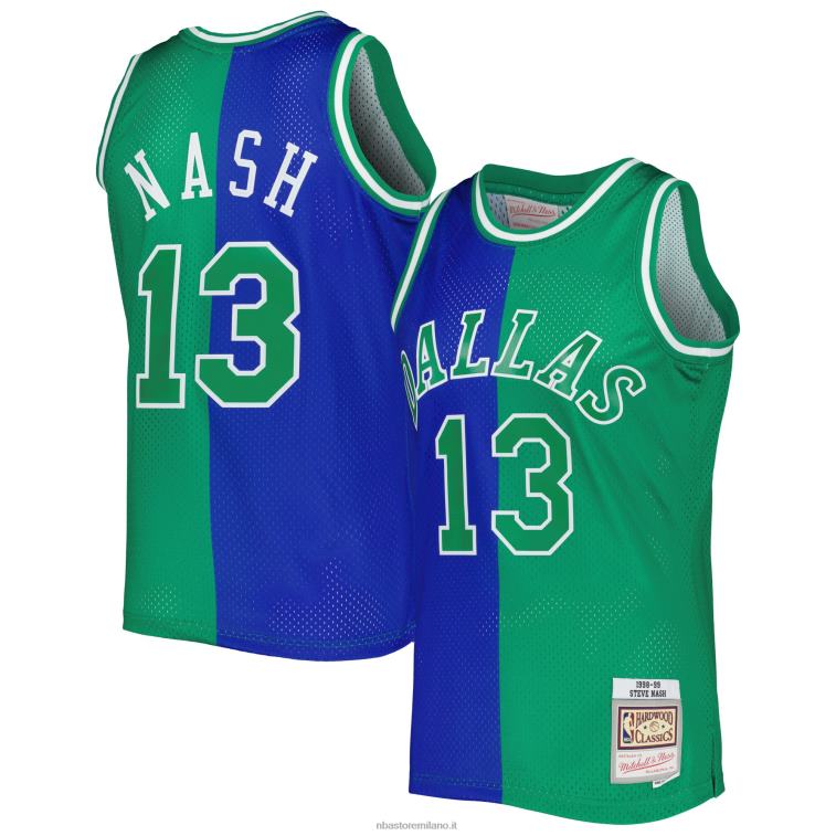 NBA 00F2L5852 dallas mavericks steve nash mitchell & ness blue/green hardwood classics split swingman jersey