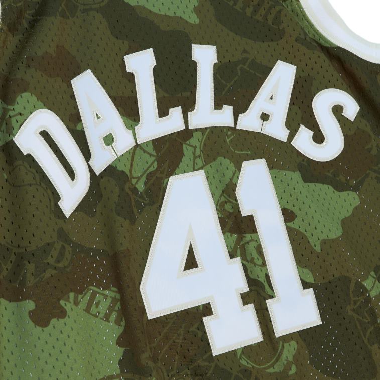 NBA 00F2L5935 dallas mavericks dirk nowitzki mitchell & ness camo hardwood classics maglia swingman verde fantasma