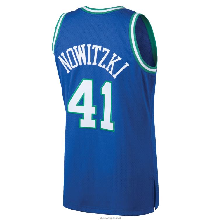 NBA 00F2L657 dallas mavericks dirk nowitzki mitchell & ness blue hardwood classici maglia swingman