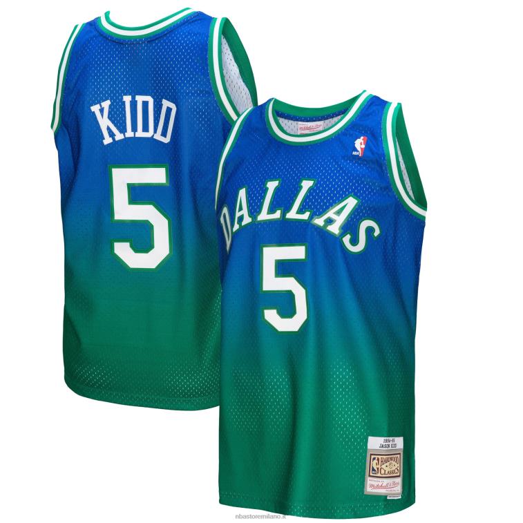 NBA 00F2L6736 dallas mavericks jason kid d green/navy hardwood classics fadeaway maglia giocatore swingman