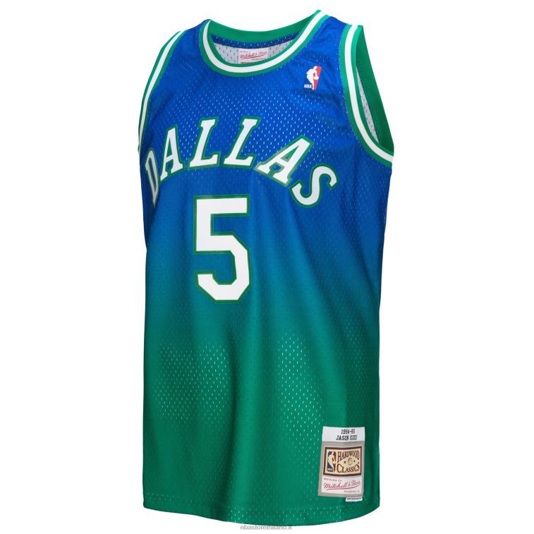 NBA 00F2L6736 dallas mavericks jason kid d green/navy hardwood classics fadeaway maglia giocatore swingman