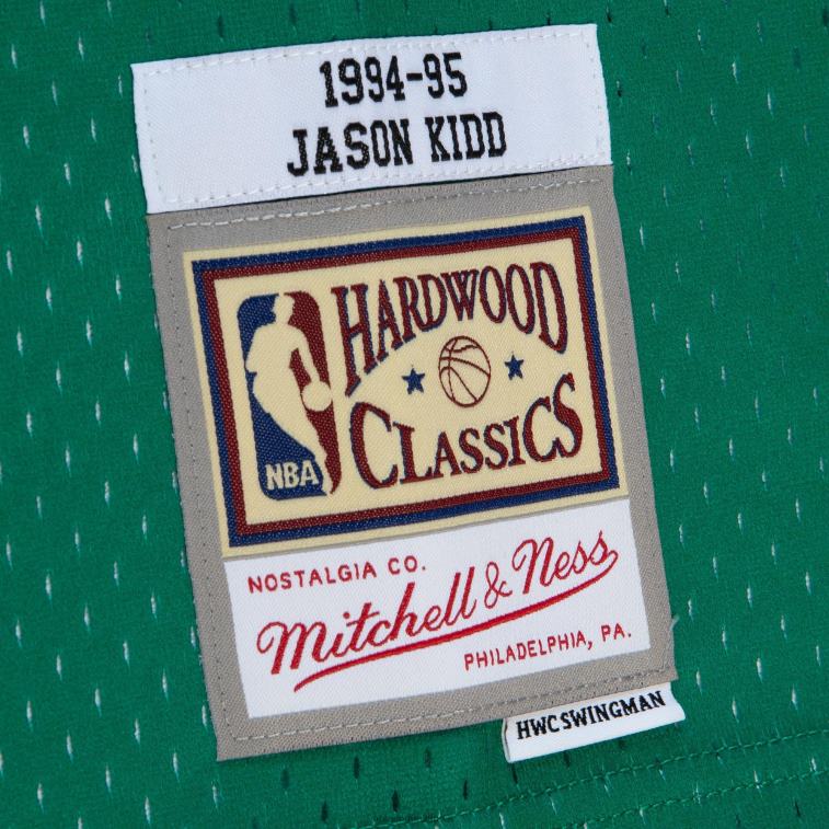 NBA 00F2L6736 dallas mavericks jason kid d green/navy hardwood classics fadeaway maglia giocatore swingman