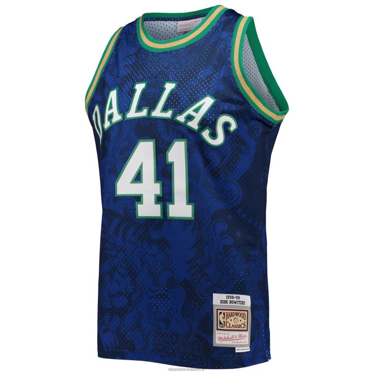 NBA 00F2L7951 dallas mavericks dirk nowitzki mitchell & ness blue hardwood classics maglia swingman capodanno lunare