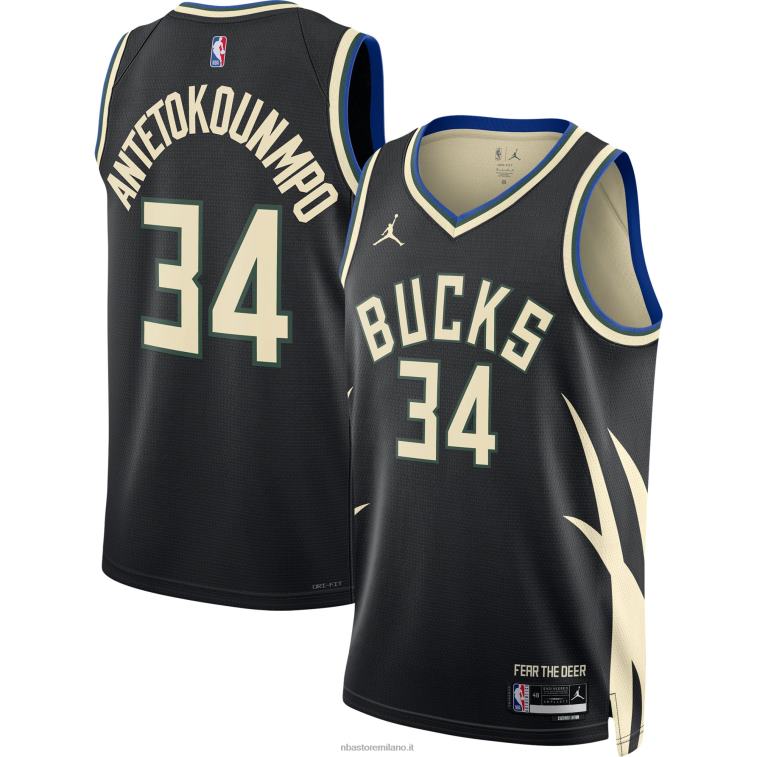 NBA 00F2L15 milwaukee bucks giannis antetokounmpo jordan maglia swingman nera marca