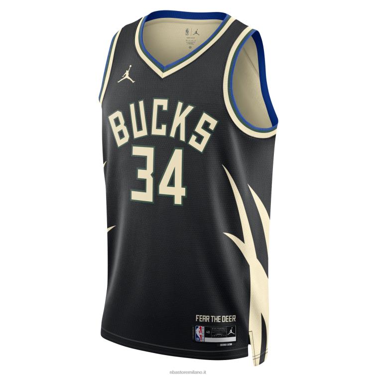 NBA 00F2L15 milwaukee bucks giannis antetokounmpo jordan maglia swingman nera marca
