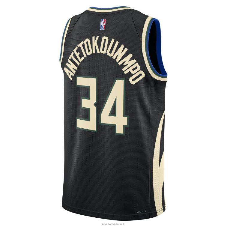 NBA 00F2L15 milwaukee bucks giannis antetokounmpo jordan maglia swingman nera marca