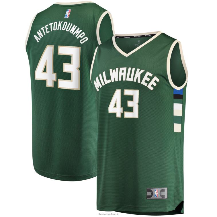 NBA 00F2L1948 milwaukee bucks thanasis antetokounmpo maglia da giocatore replica fast break verde cacciatore