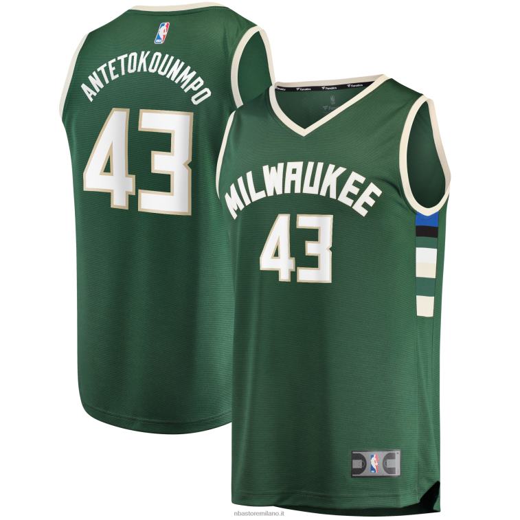 NBA 00F2L1948 milwaukee bucks thanasis antetokounmpo maglia da giocatore replica fast break verde cacciatore