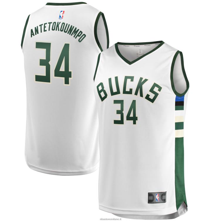 NBA 00F2L197 milwaukee bucks giannis antetokounmpo maglia bianca contropiede replica