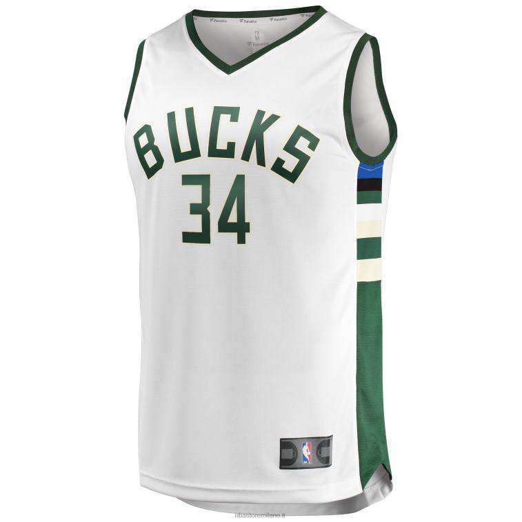 NBA 00F2L197 milwaukee bucks giannis antetokounmpo maglia bianca contropiede replica