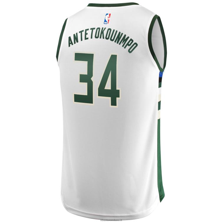 NBA 00F2L197 milwaukee bucks giannis antetokounmpo maglia bianca contropiede replica