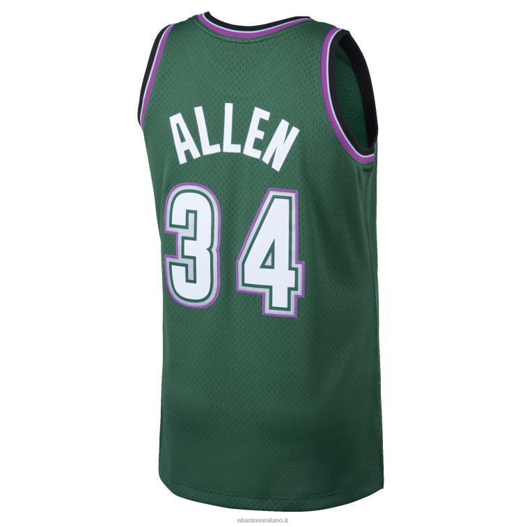 NBA 00F2L296 maglia swingman milwaukee bucks ray allen mitchell & ness kelly green hardwood classics