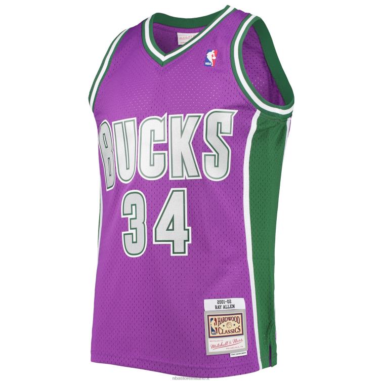 NBA 00F2L3266 maglia swingman milwaukee bucks ray allen mitchell & ness viola hardwood classici