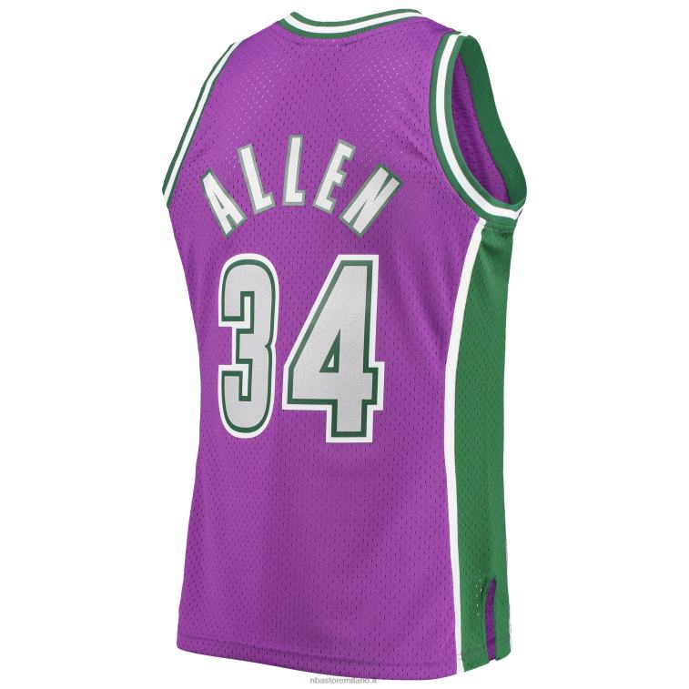 NBA 00F2L3266 maglia swingman milwaukee bucks ray allen mitchell & ness viola hardwood classici