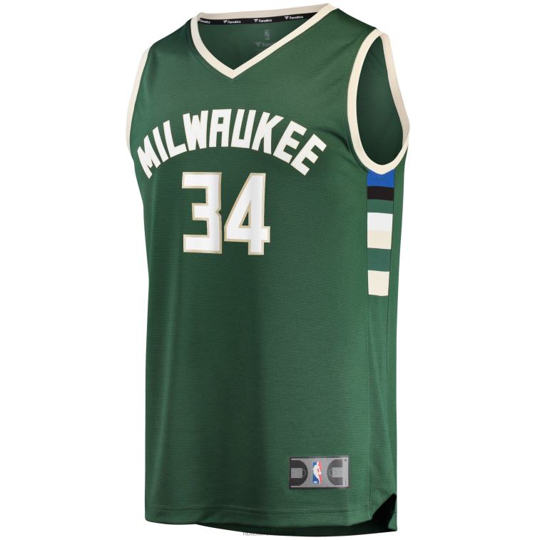 NBA 00F2L46 milwaukee bucks giannis antetokounmpo maglia giocatore replica fast break verde cacciatore