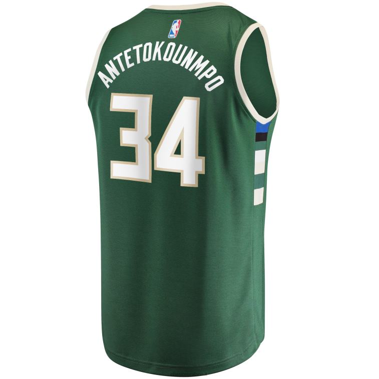 NBA 00F2L46 milwaukee bucks giannis antetokounmpo maglia giocatore replica fast break verde cacciatore