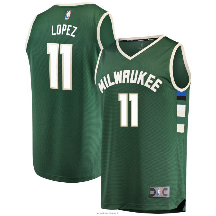 NBA 00F2L524 milwaukee bucks brook lopez maglia replica giocatore verde fast break