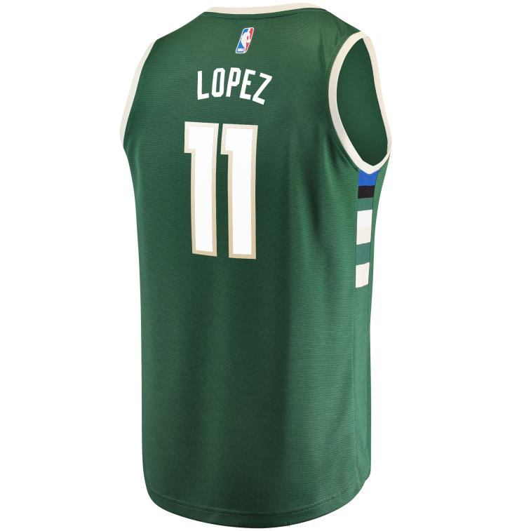 NBA 00F2L524 milwaukee bucks brook lopez maglia replica giocatore verde fast break