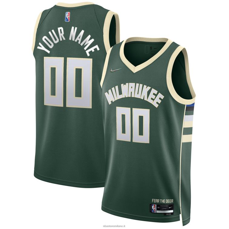NBA 00F2L5308 Maglia Milwaukee Bucks Nike Hunter Green Diamond Swingman Personalizzata