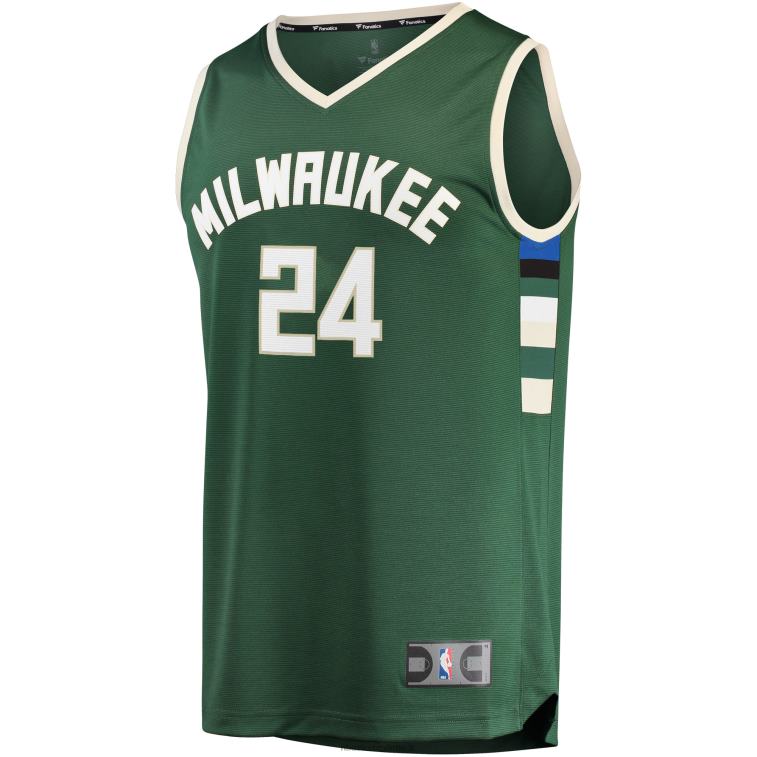 NBA 00F2L5994 milwaukee bucks pat connaughton maglia replica fast break verde cacciatore