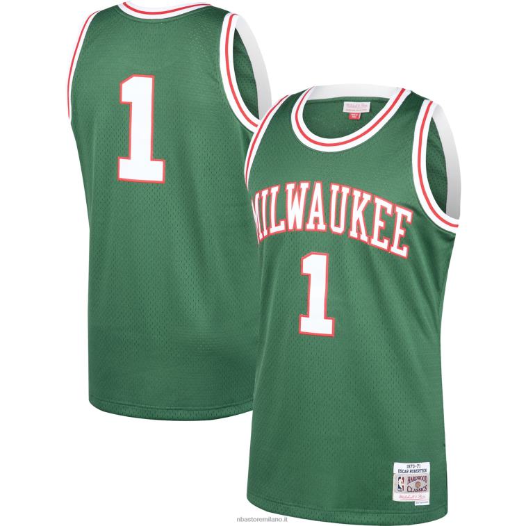 NBA 00F2L6401 maglia swingman milwaukee bucks oscar robertson mitchell & ness green 1970-71 hardwood classics