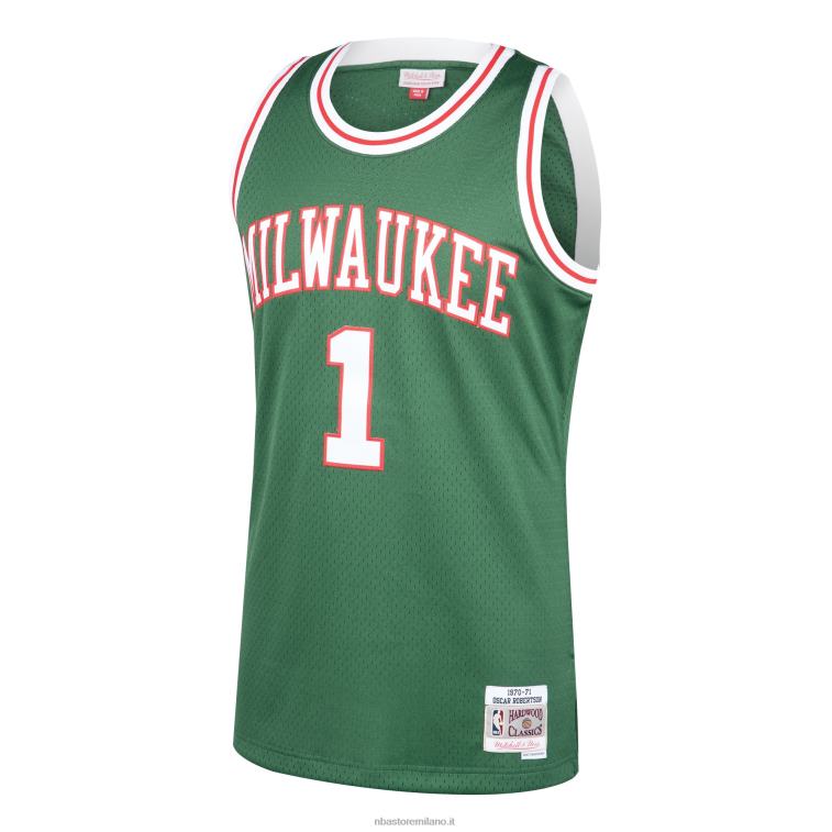 NBA 00F2L6401 maglia swingman milwaukee bucks oscar robertson mitchell & ness green 1970-71 hardwood classics