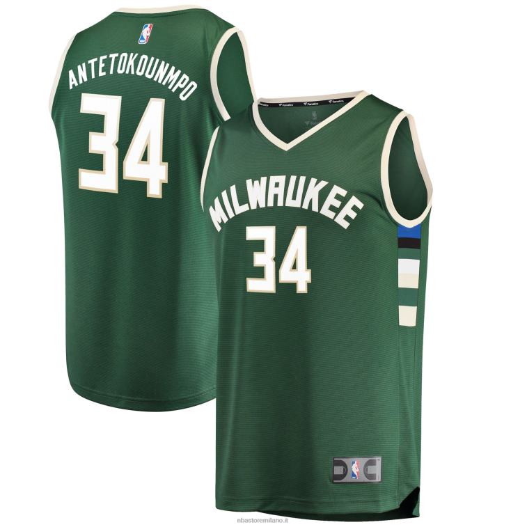 NBA 00F2L6570 milwaukee bucks antetokounmpo maglia replica giocatore verde contropiede