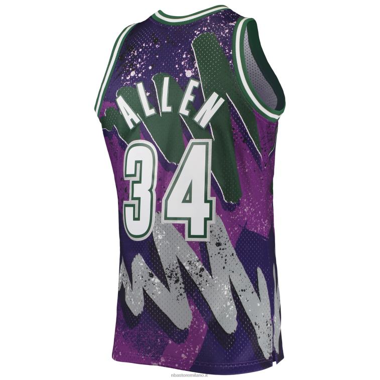 NBA 00F2L7068 milwaukee bucks ray allen mitchell & ness viola hardwood classici hyper hoops swingman maglia