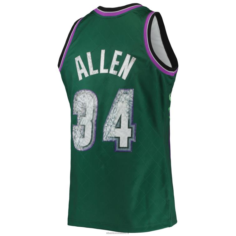 NBA 00F2L7611 Milwaukee Bucks Ray Allen Green Hardwood Classics 75th Anniversary Diamond Swingman Jersey