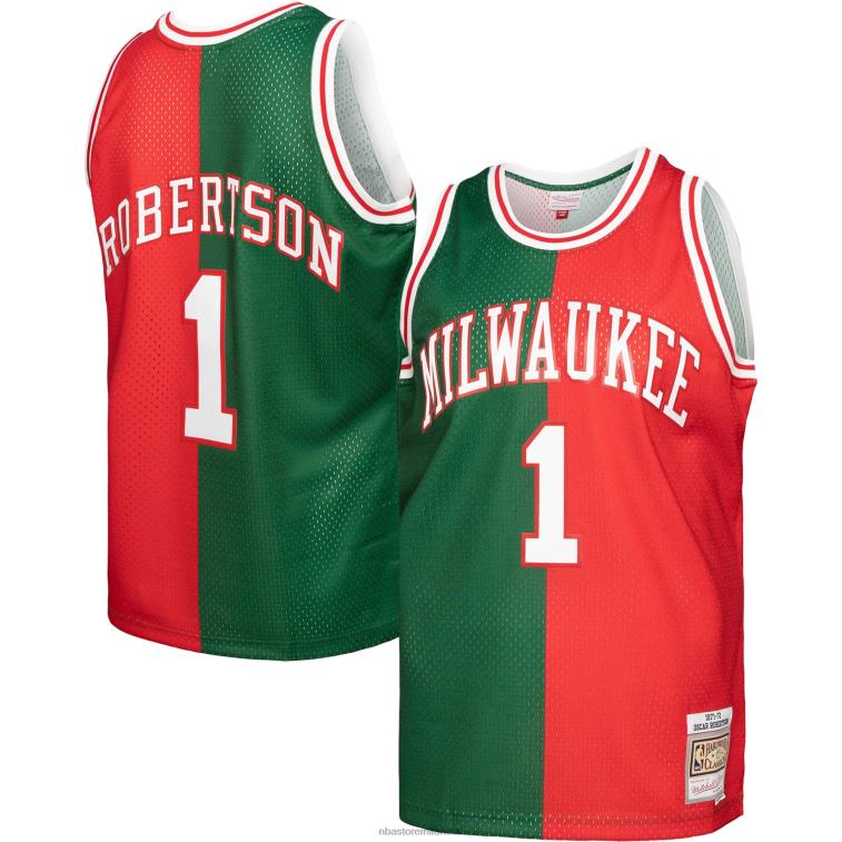 NBA 00F2L7719 milwaukee bucks oscar robertson green/red hardwood classics 1971-72 divisa swingman maglia