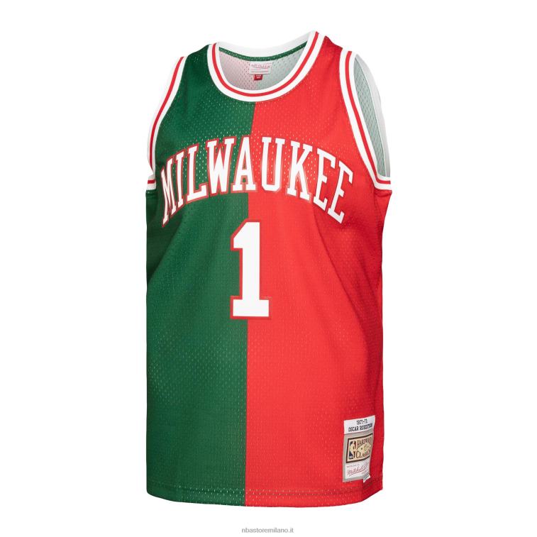 NBA 00F2L7719 milwaukee bucks oscar robertson green/red hardwood classics 1971-72 divisa swingman maglia