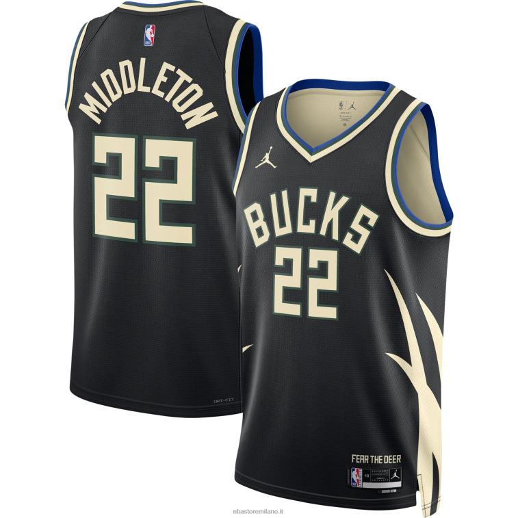 NBA 00F2L779 milwaukee bucks khris middleton jordan maglia swingman nera marca
