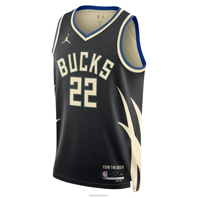 NBA 00F2L779 milwaukee bucks khris middleton jordan maglia swingman nera marca