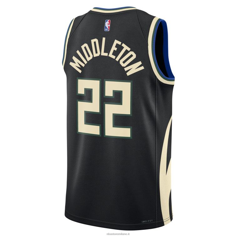 NBA 00F2L779 milwaukee bucks khris middleton jordan maglia swingman nera marca