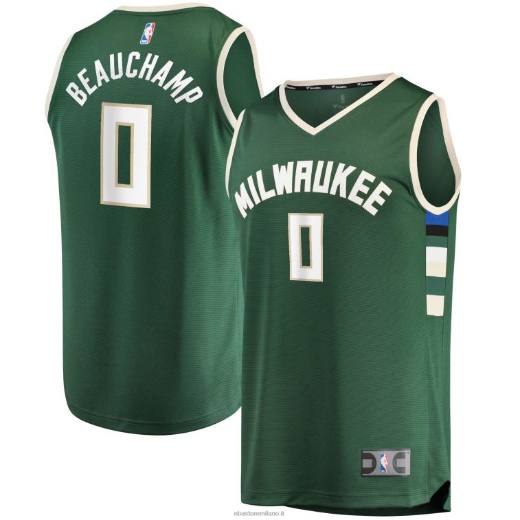 NBA 00F2L8644 Milwaukee Bucks Marjon Beauchamp Hunter Green Draft First Round Pick Fast Break Replica Maglia Giocatore