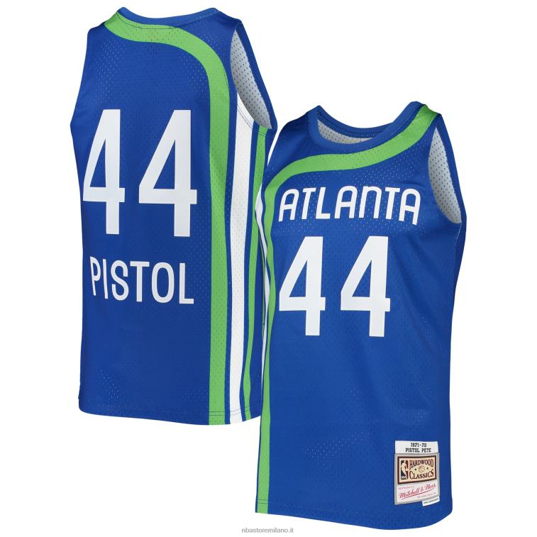 NBA 00F2L1243 atlanta hawks pete maravich mitchell & ness blue hardwood classici maglia swingman