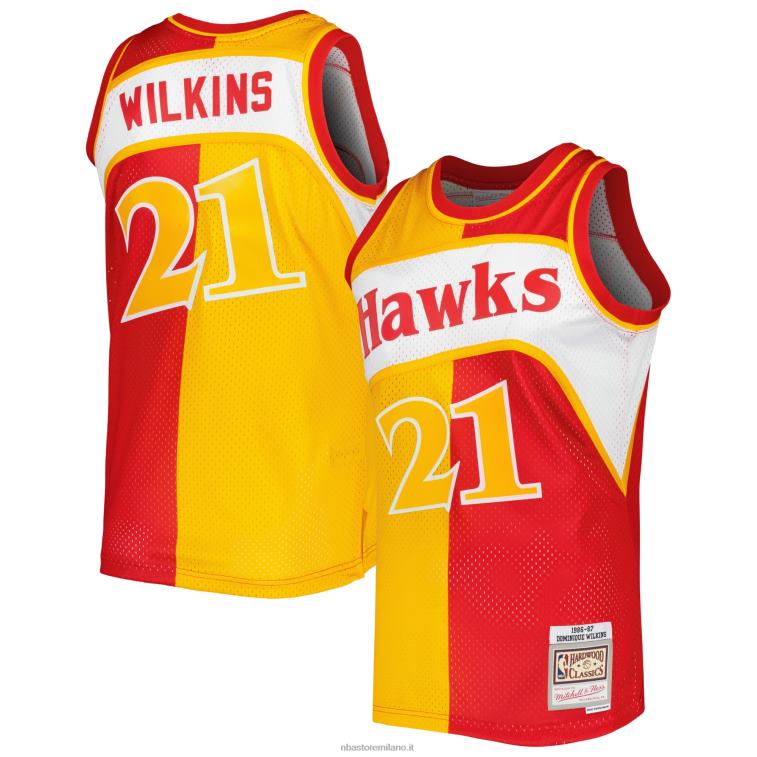 NBA 00F2L286 atlanta hawks dominique wilkins mitchell & ness giallo/rosso hardwood classici divisa swingman maglia