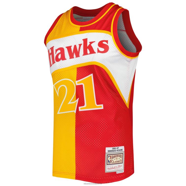 NBA 00F2L286 atlanta hawks dominique wilkins mitchell & ness giallo/rosso hardwood classici divisa swingman maglia