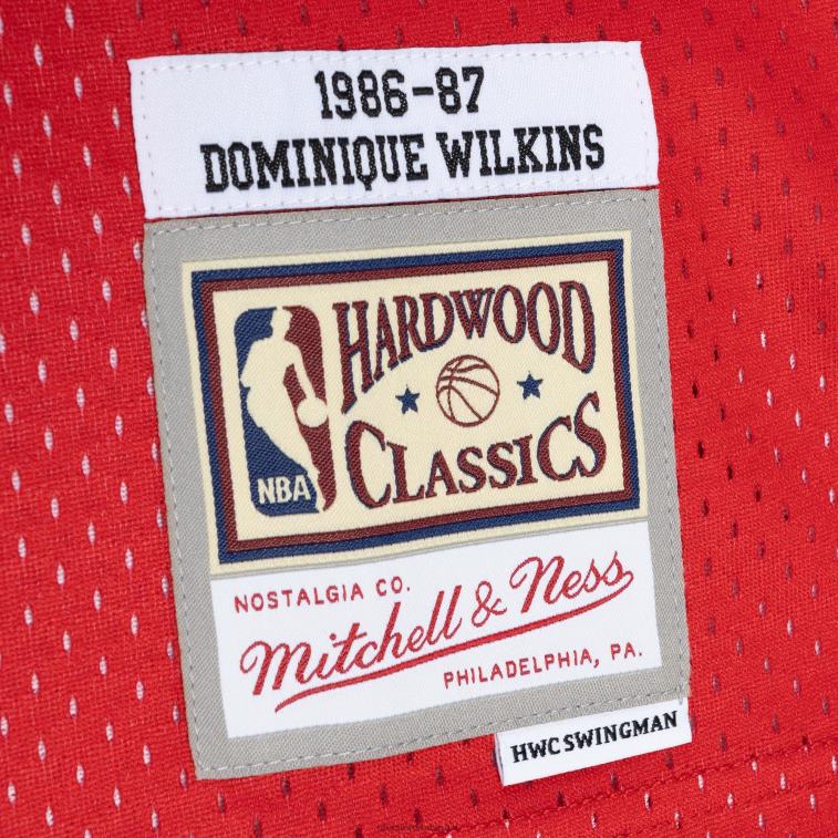 NBA 00F2L286 atlanta hawks dominique wilkins mitchell & ness giallo/rosso hardwood classici divisa swingman maglia