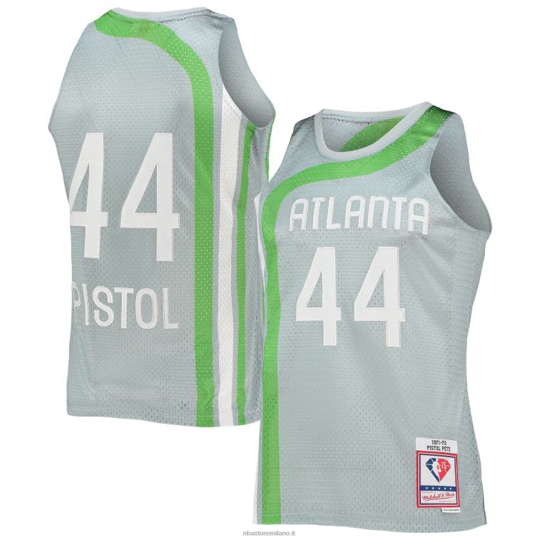 NBA 00F2L7575 atlanta hawks pete maravich argento 75° anniversario 1971-72 hardwood classics swingman maglia