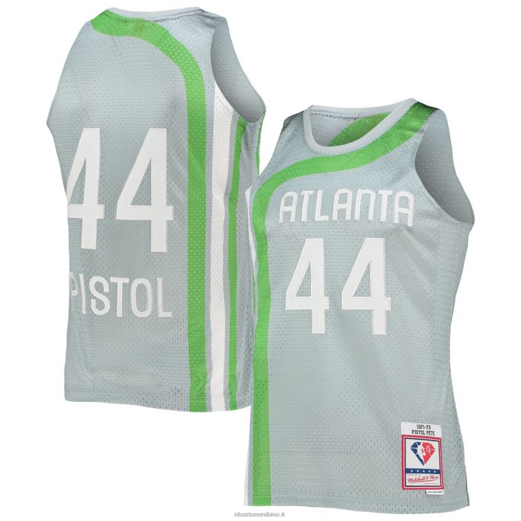 NBA 00F2L7575 atlanta hawks pete maravich argento 75° anniversario 1971-72 hardwood classics swingman maglia