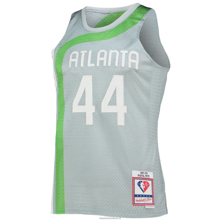 NBA 00F2L7575 atlanta hawks pete maravich argento 75° anniversario 1971-72 hardwood classics swingman maglia