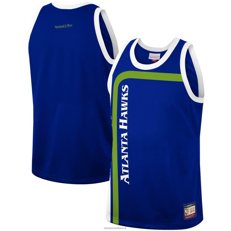 NBA 00F2L8013 atlanta hawks mitchell & ness blue hardwood classics squadra maglia moda patrimonio
