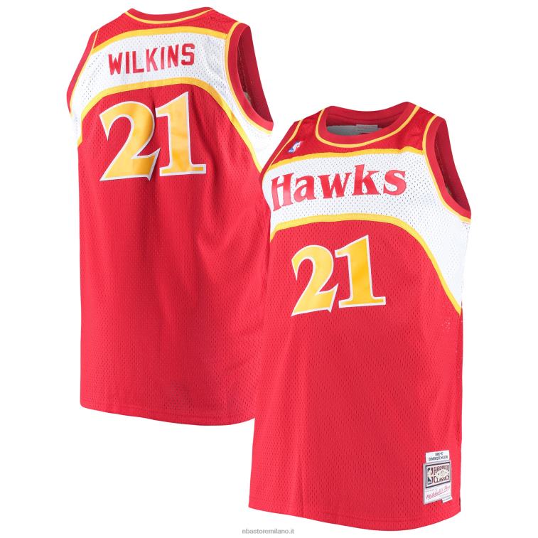 NBA 00F2L8117 atlanta hawks dominique wilkins mitchell & ness maglia rossa big & tall hardwood classics