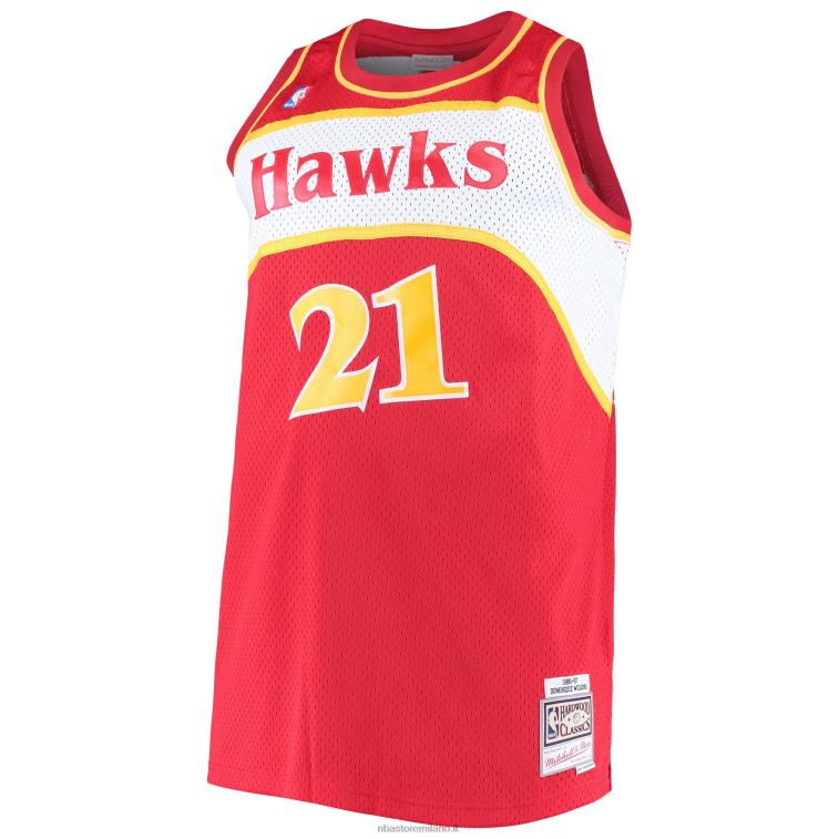 NBA 00F2L8117 atlanta hawks dominique wilkins mitchell & ness maglia rossa big & tall hardwood classics